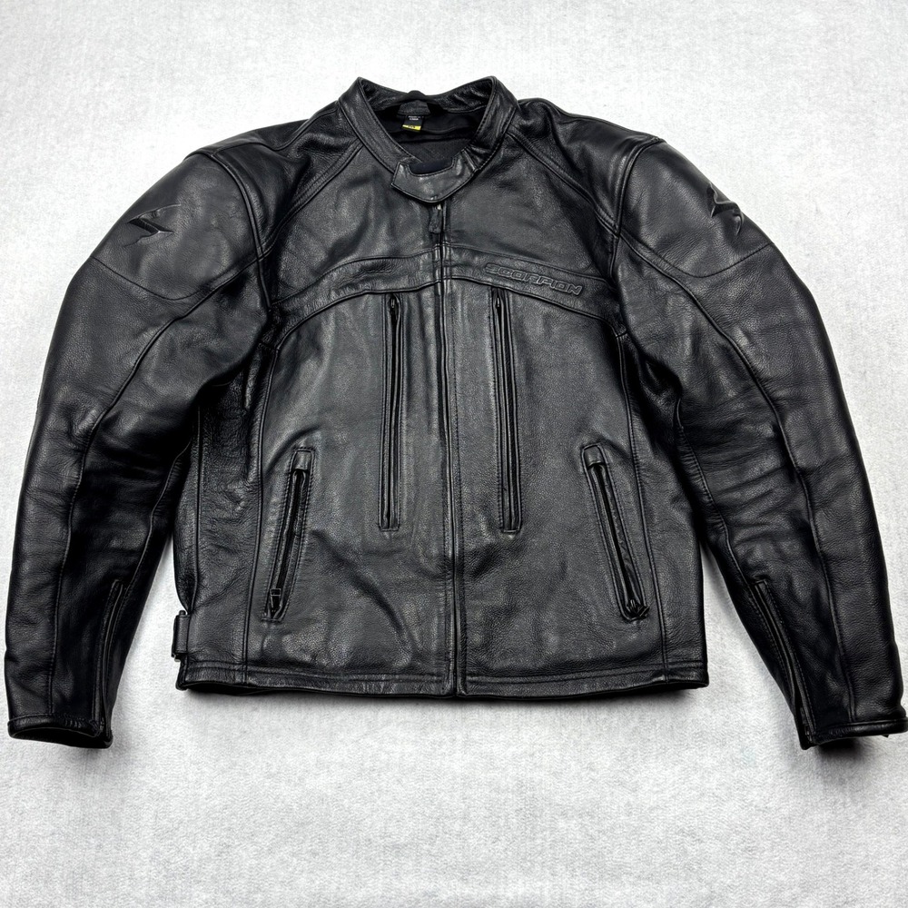 ScorpionExo Leather Jacket Mens Medium Black Vented Armor Motorcycle Riding M